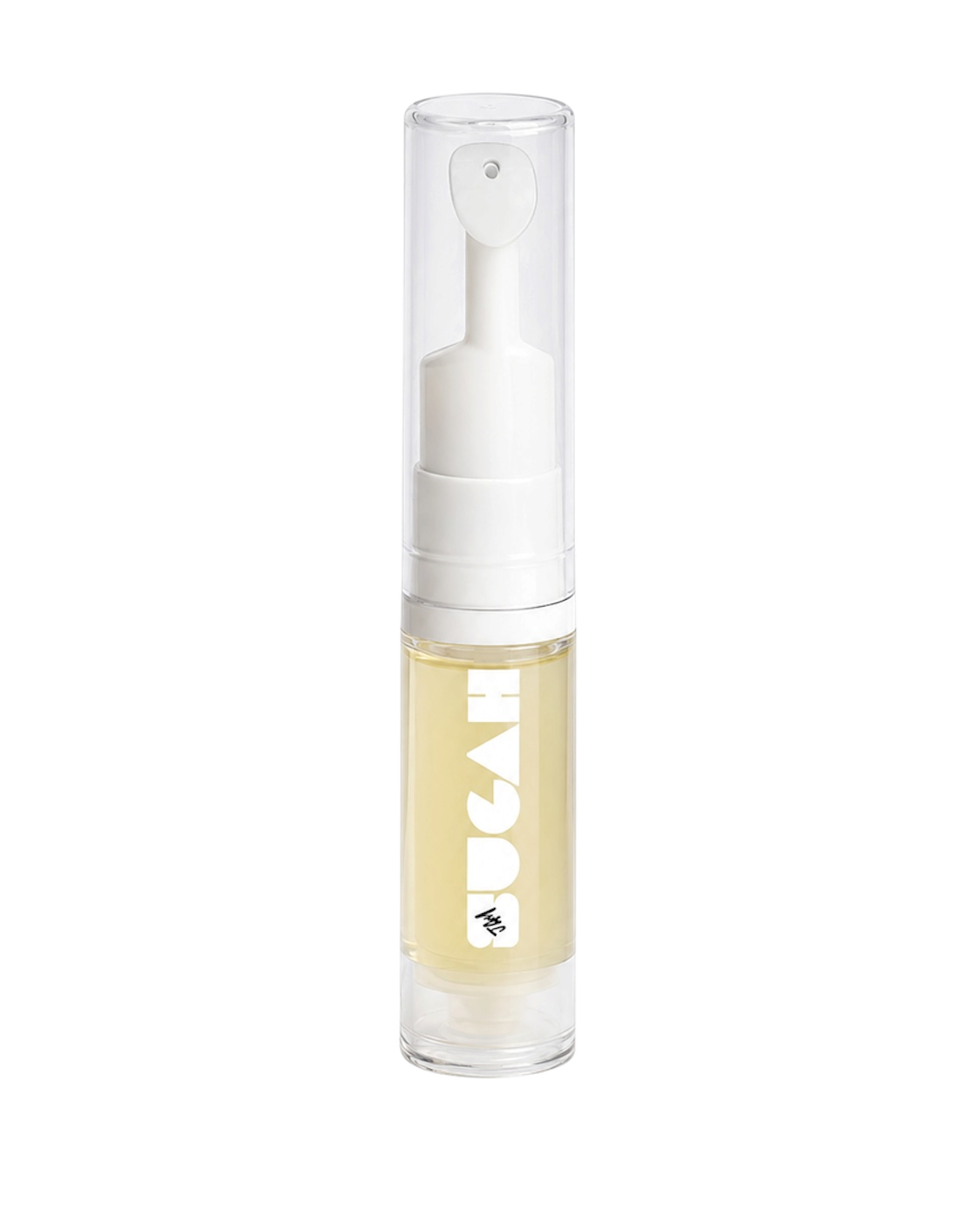 SugahJam™ Jelly Lip Mask in Coconut Key Lime, golden jelly in a clear pump tube on a white background.